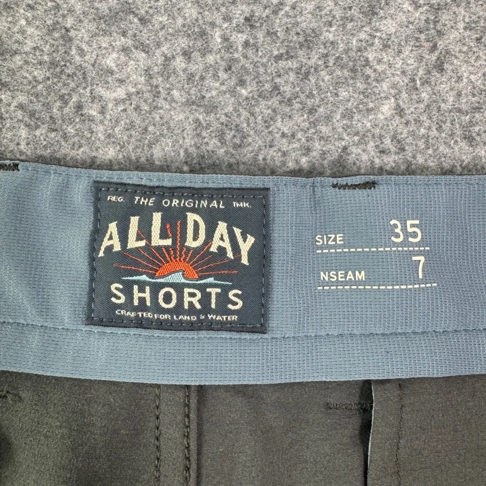 Faherty All Day Shorts Mens 35 Dark Olive Green Hybrid Quick Dry 7 Inch Inseam